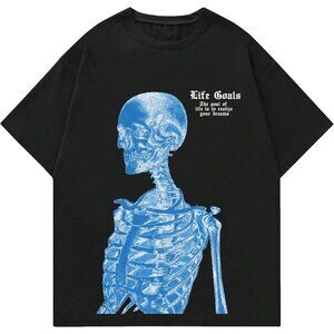 🆕Brand New - Men's Black and Skeleton Print Summer Tops T Shirts